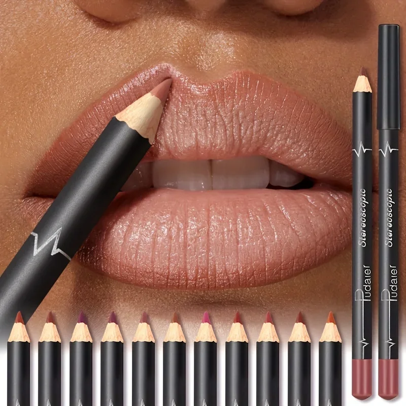 Waterproof Long Lasting Matte Lipliner Pencil Red Contour Tint Lipstick Non Stick Cup Moisturising Lip Makeup 12 Colors thumbnail 2