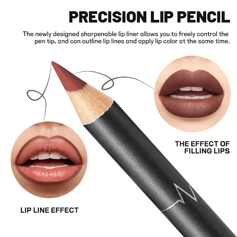 Waterproof Long Lasting Matte Lipliner Pencil Red Contour Tint Lipstick Non Stick Cup Moisturising Lip Makeup 12 Colors thumbnail 4