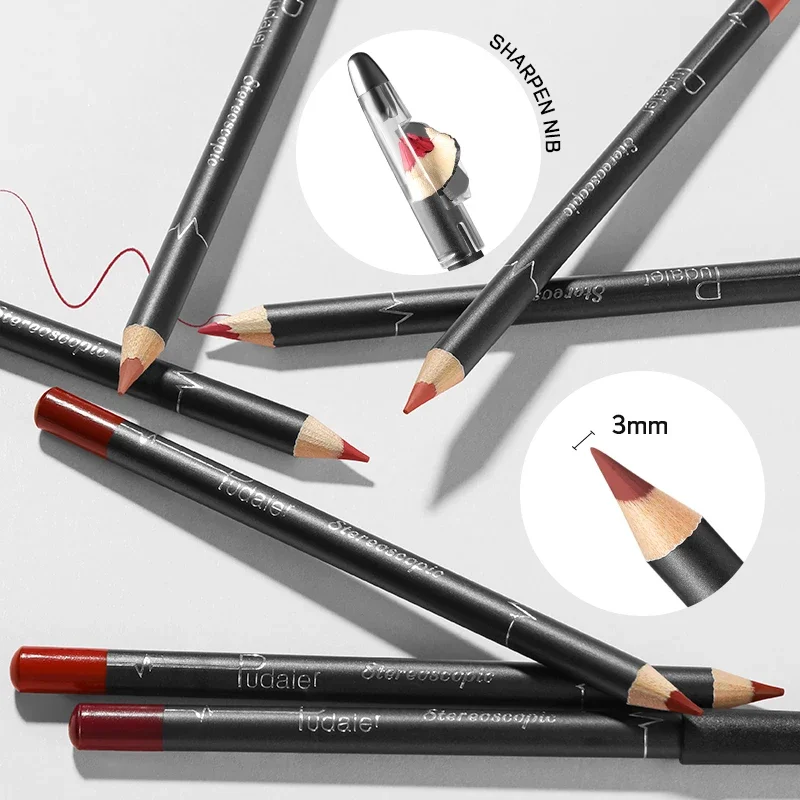 Waterproof Long Lasting Matte Lipliner Pencil Red Contour Tint Lipstick Non Stick Cup Moisturising Lip Makeup 12 Colors thumbnail 6