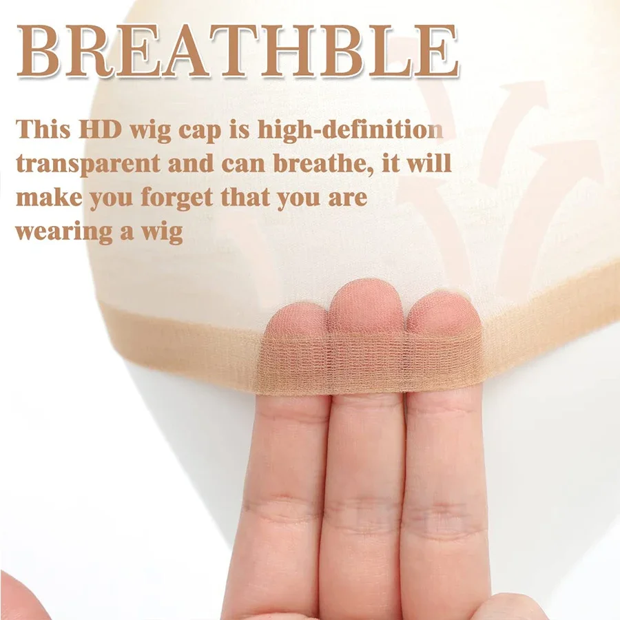 100Pcs HD Wig Caps High Quality Transparent HD Hair Nets Weave Nylon Stretchy Lace Front Wig Cap for Women Men Light Brown thumbnail 4