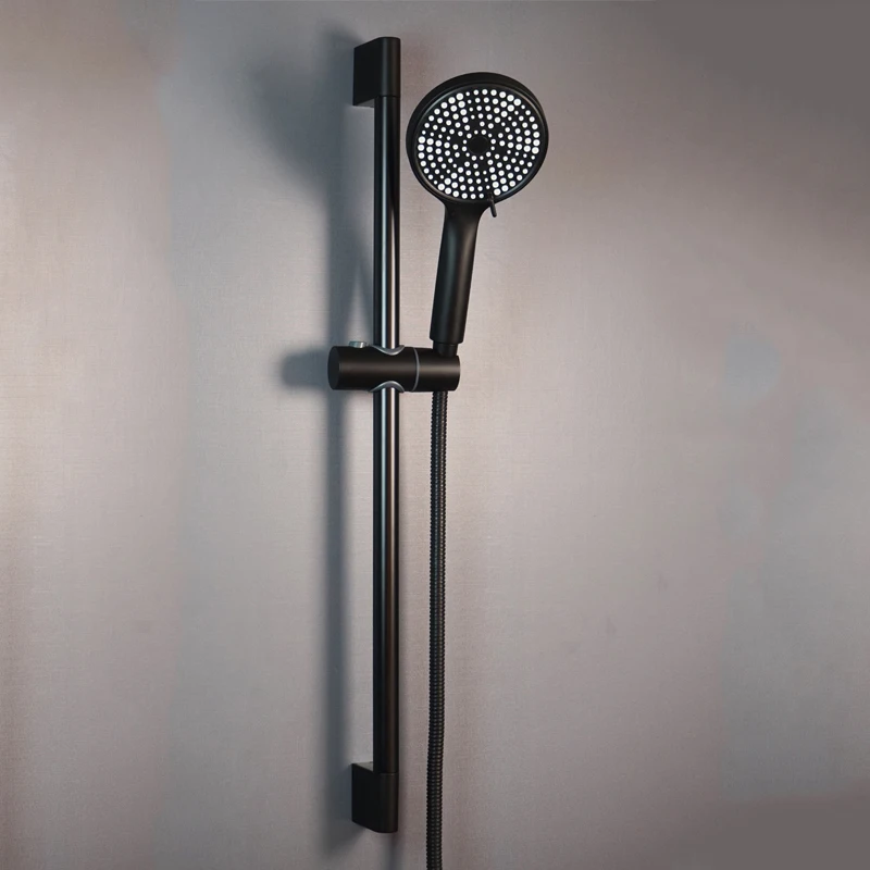 Adjustable 3 Function Black Shower Riser Slide Bar with Hand Held Shower & Hose Wall Mount Shower Sliding Bar Set thumbnail 5