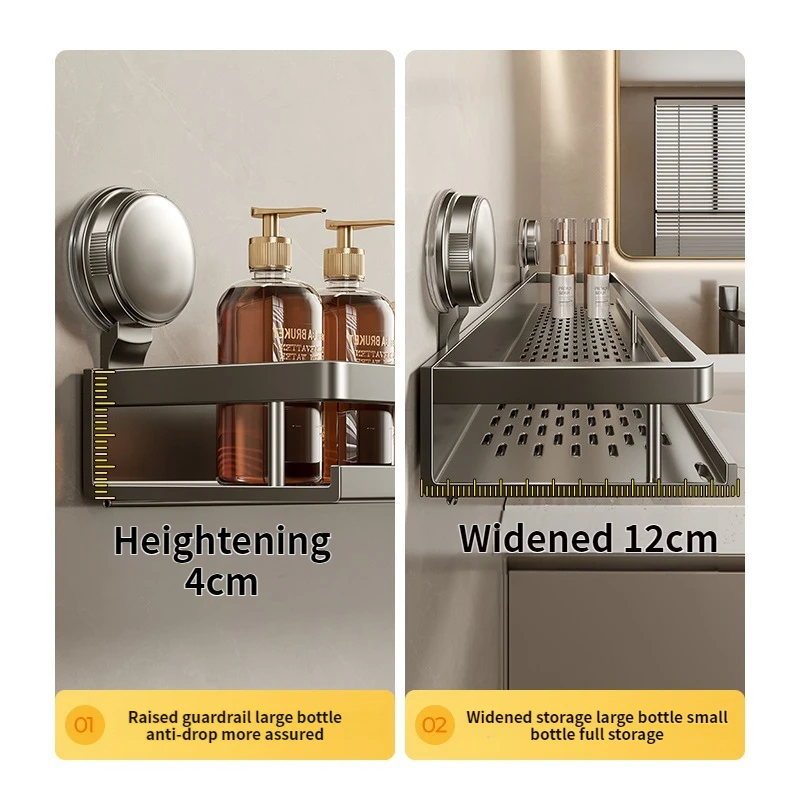 Multifunctional Suction Cup Rack Kitchen Utensils Storage Wall Mounted Spice Holder Bathroom Organizer No Drilling Required thumbnail 5