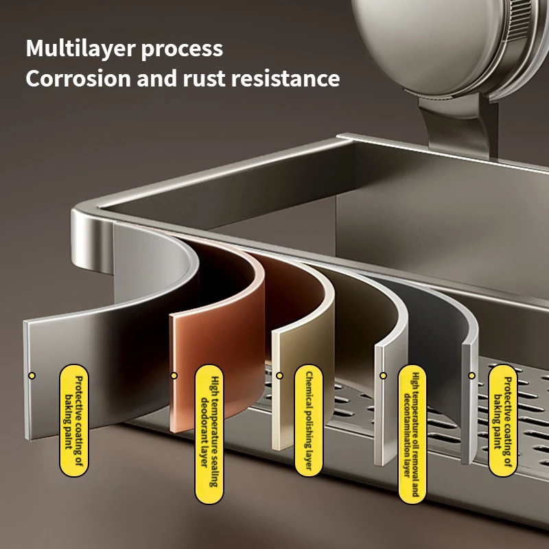 Multifunctional Suction Cup Rack Kitchen Utensils Storage Wall Mounted Spice Holder Bathroom Organizer No Drilling Required thumbnail 4
