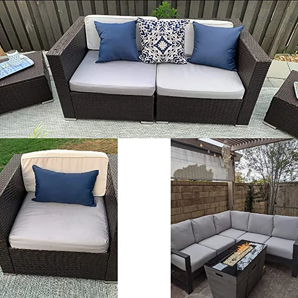 10-Size Patio Chair Cushion Covers - Windproof Water-Resistant, Replacement Slipcovers thumbnail 3