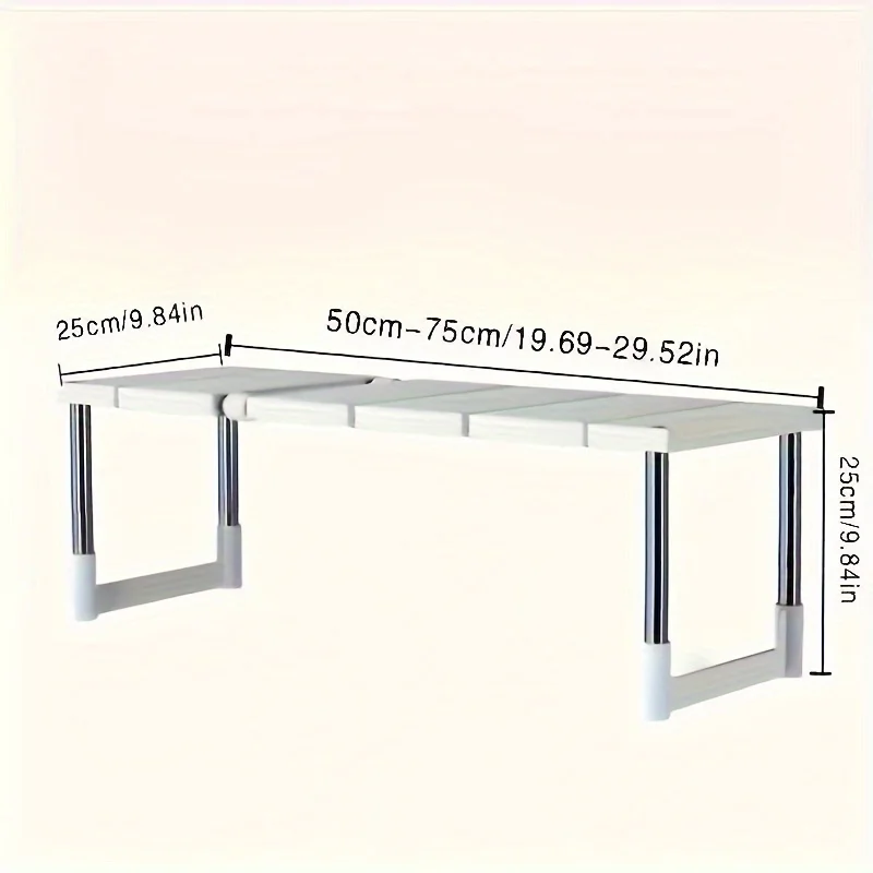 Adjustable Under-Sink Storage Rack - Stainless Steel Multi-Layer Space-Saving Storage Rack, Suitable for Kitchen and Bathroom Cabinets, Durable Wood-Free Design, Easy to Install, Multifunctional Under-Sink Shelf, Ideal Placement for Cookware and Cleaning Tools, Can Be Purchased in Multiple Stackable Units thumbnail 4