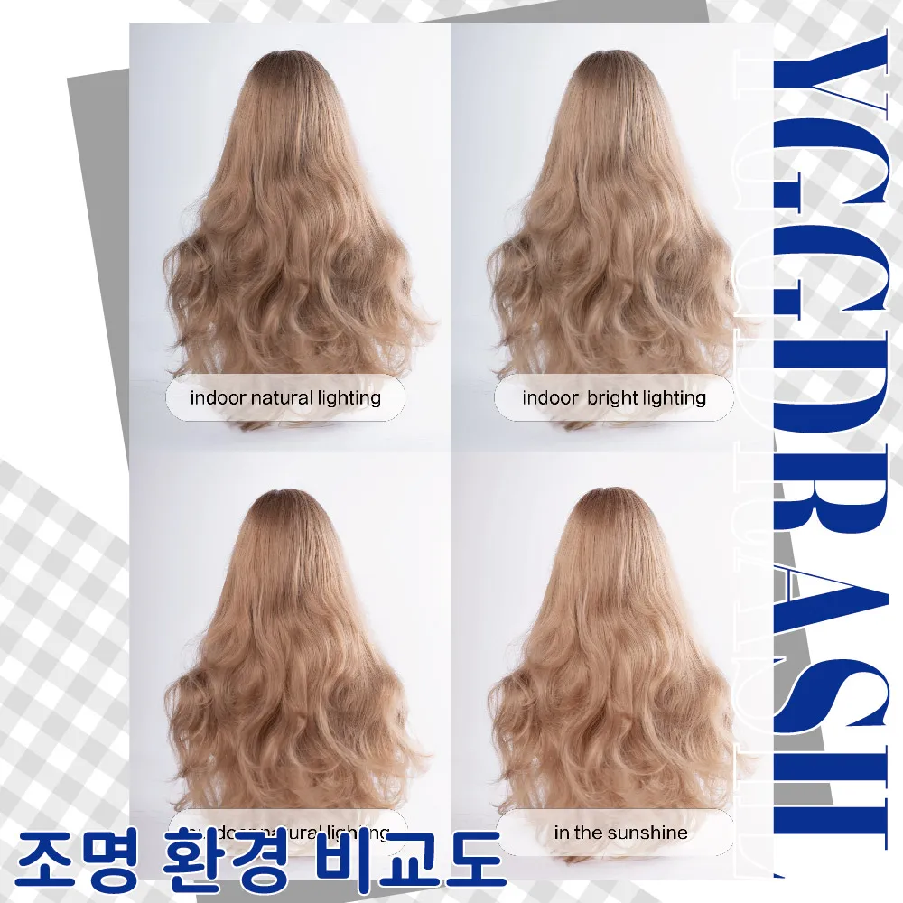 28Inch Kawaii Style Milk Tea Gold Synthetic Lace Wigs Middle Part Long Wavy Hair Wig For Women Daily Use Cosplay Heat Resistant thumbnail 6