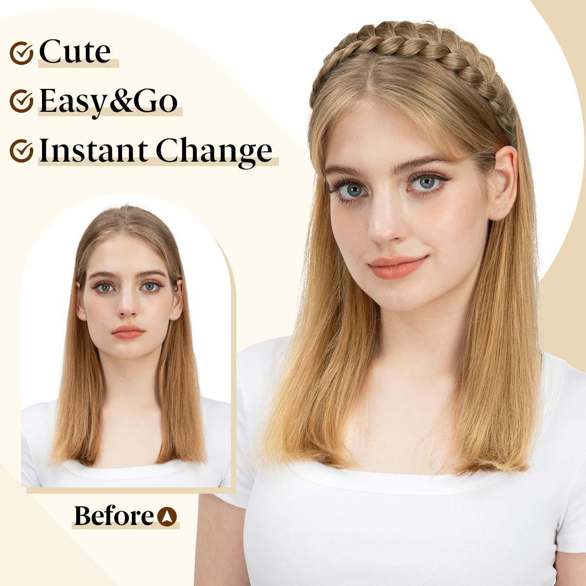 SARLA High-Quality Synthetic Fiber Braided Headband Wig, Fishtail Braid Headband, Bohemian Style Women's Hair Accessory Wig, sui thumbnail 5