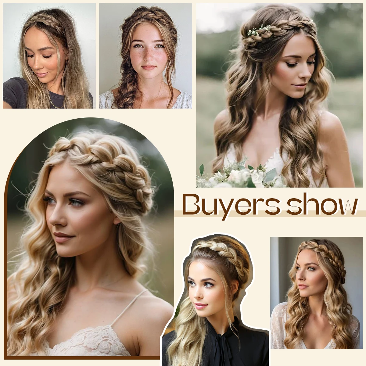 SARLA High-Quality Synthetic Fiber Braided Headband Wig, Fishtail Braid Headband, Bohemian Style Women's Hair Accessory Wig, sui thumbnail 2