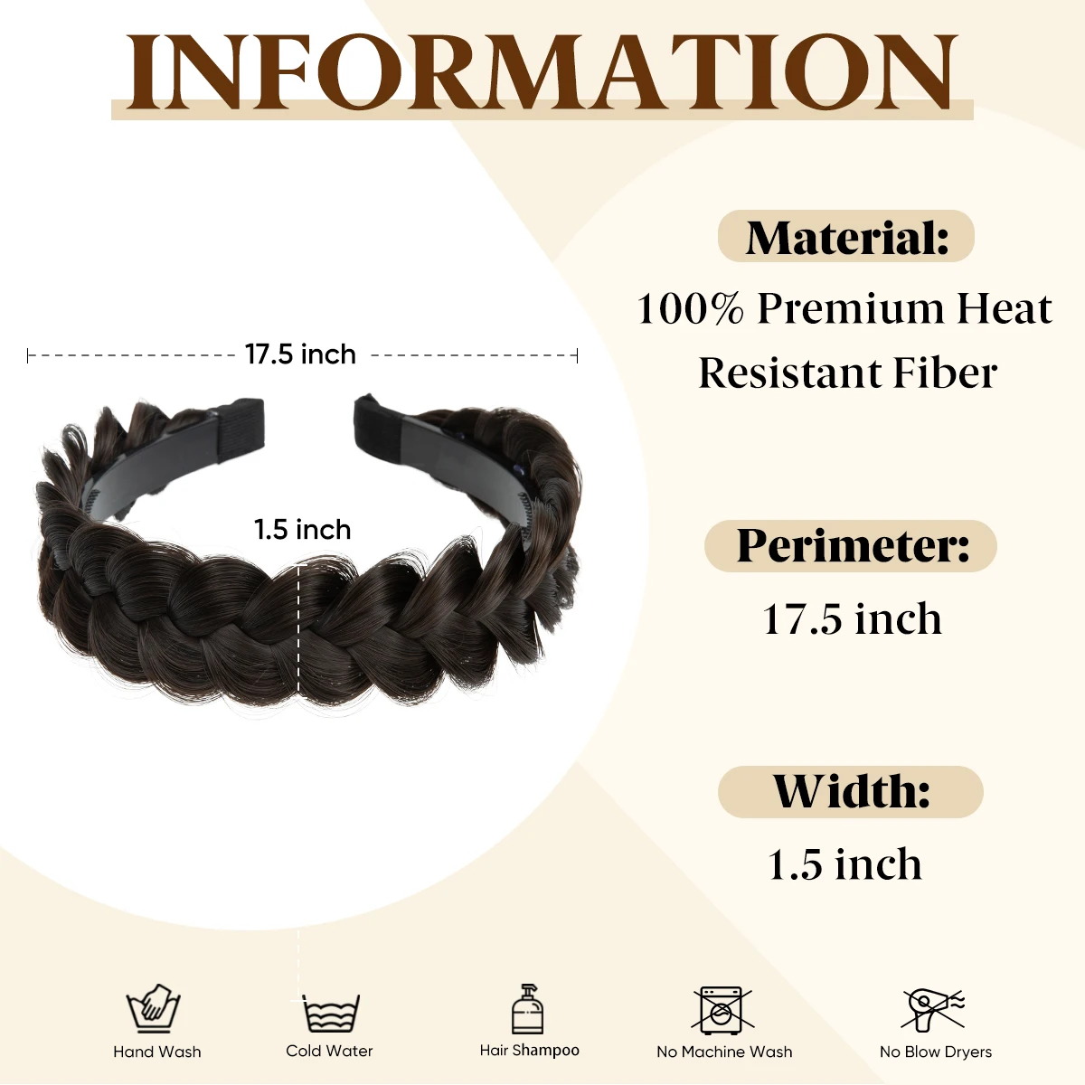 SARLA High-Quality Synthetic Fiber Braided Headband Wig, Fishtail Braid Headband, Bohemian Style Women's Hair Accessory Wig, sui thumbnail 4
