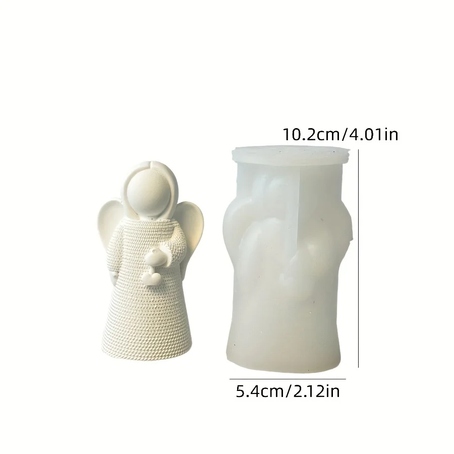 6 Styles Available Nordic Style White Resin Angel Clay Mold - Hand-Painted Prayer, Heart & Candle Holder Design thumbnail 3