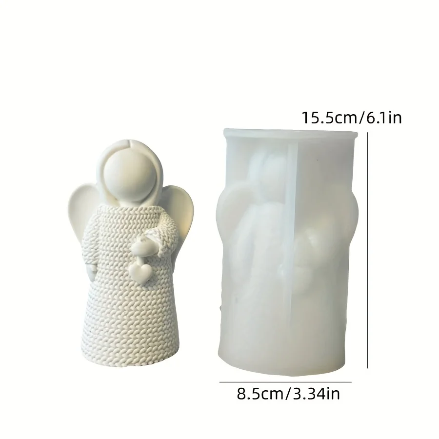6 Styles Available Nordic Style White Resin Angel Clay Mold - Hand-Painted Prayer, Heart & Candle Holder Design thumbnail 4