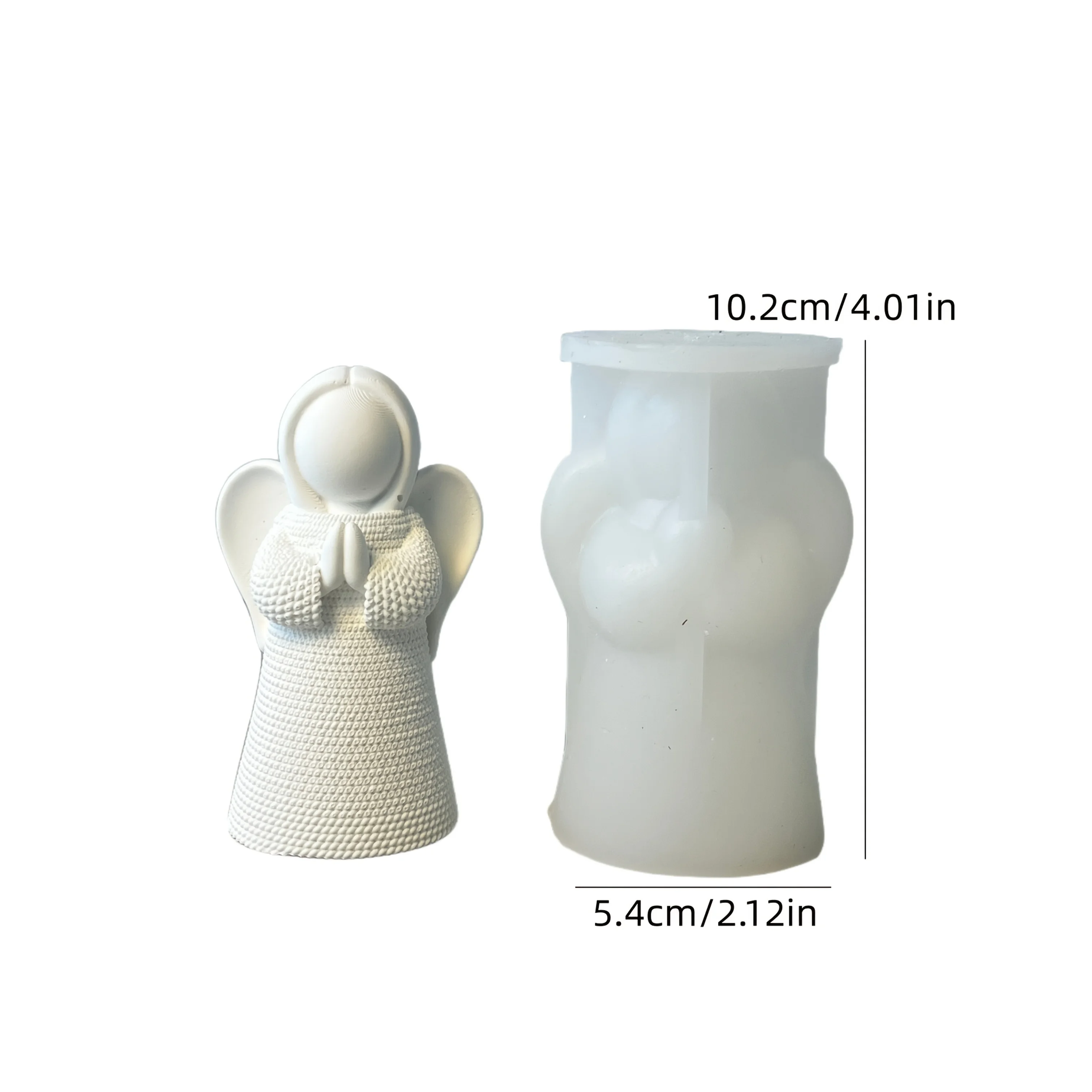 6 Styles Available Nordic Style White Resin Angel Clay Mold - Hand-Painted Prayer, Heart & Candle Holder Design thumbnail 5
