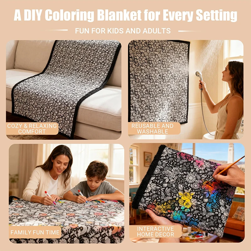 DIY Washable Color Fleece Blanket, Soft Throw Art Project for Kids and Adults thumbnail 5