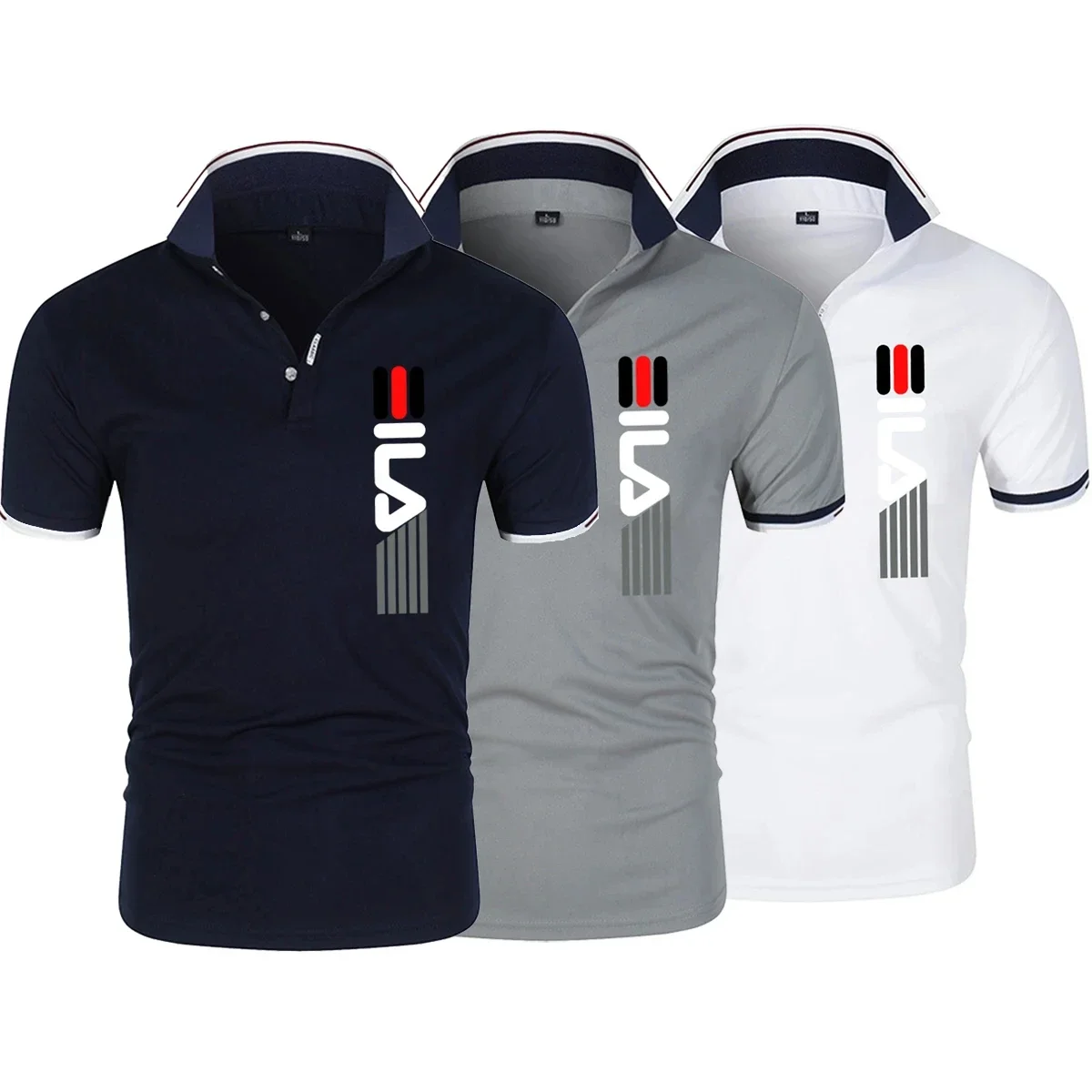 2025Summer New Men's Lapel Anti-pillin Polo Shirt printing  Short Sleeve Casual Business Fashion Slim Fit Polo Shirt for Men thumbnail 6