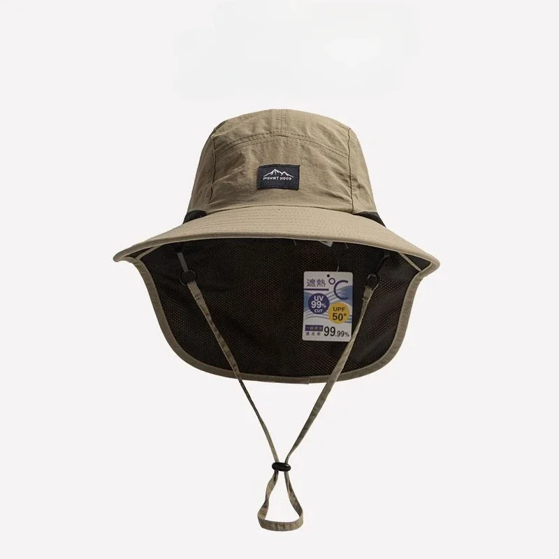 Unisex Summer Wide Brim Waterproof Quick-drying Panama Caps Outdoor Visor Bucket Hats Mesh Breathable Sun Hat with Neck Flap thumbnail 4