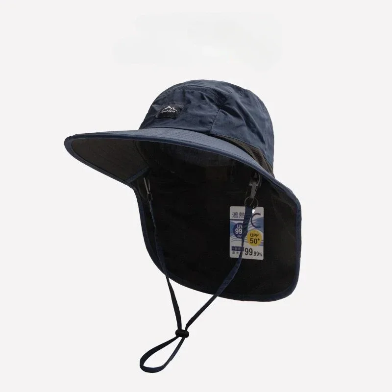 Unisex Summer Wide Brim Waterproof Quick-drying Panama Caps Outdoor Visor Bucket Hats Mesh Breathable Sun Hat with Neck Flap thumbnail 3