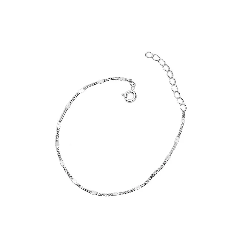 S925 Silver Ankle Bracelet for Women Elegant Minimalist Small Silver Piece Single Chain Ankle Jewelry Sweet Noble Feeling thumbnail 3