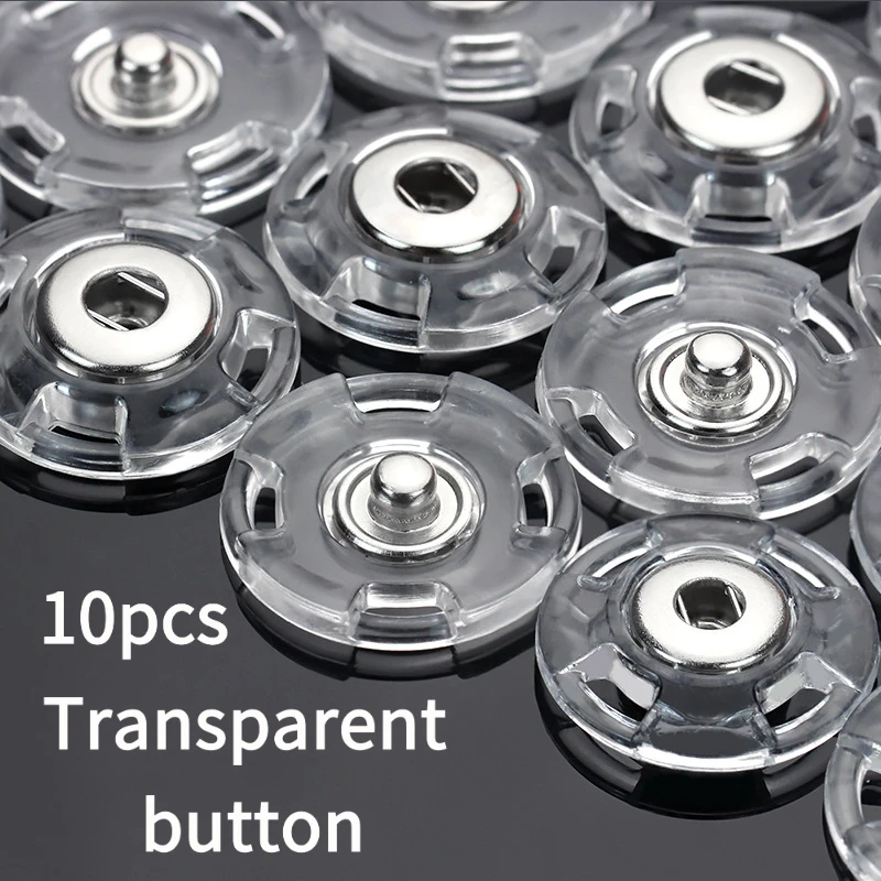 10 pieces of hidden snap buttons for sweaters and coats, transparent buttons, DIY clothing accessories