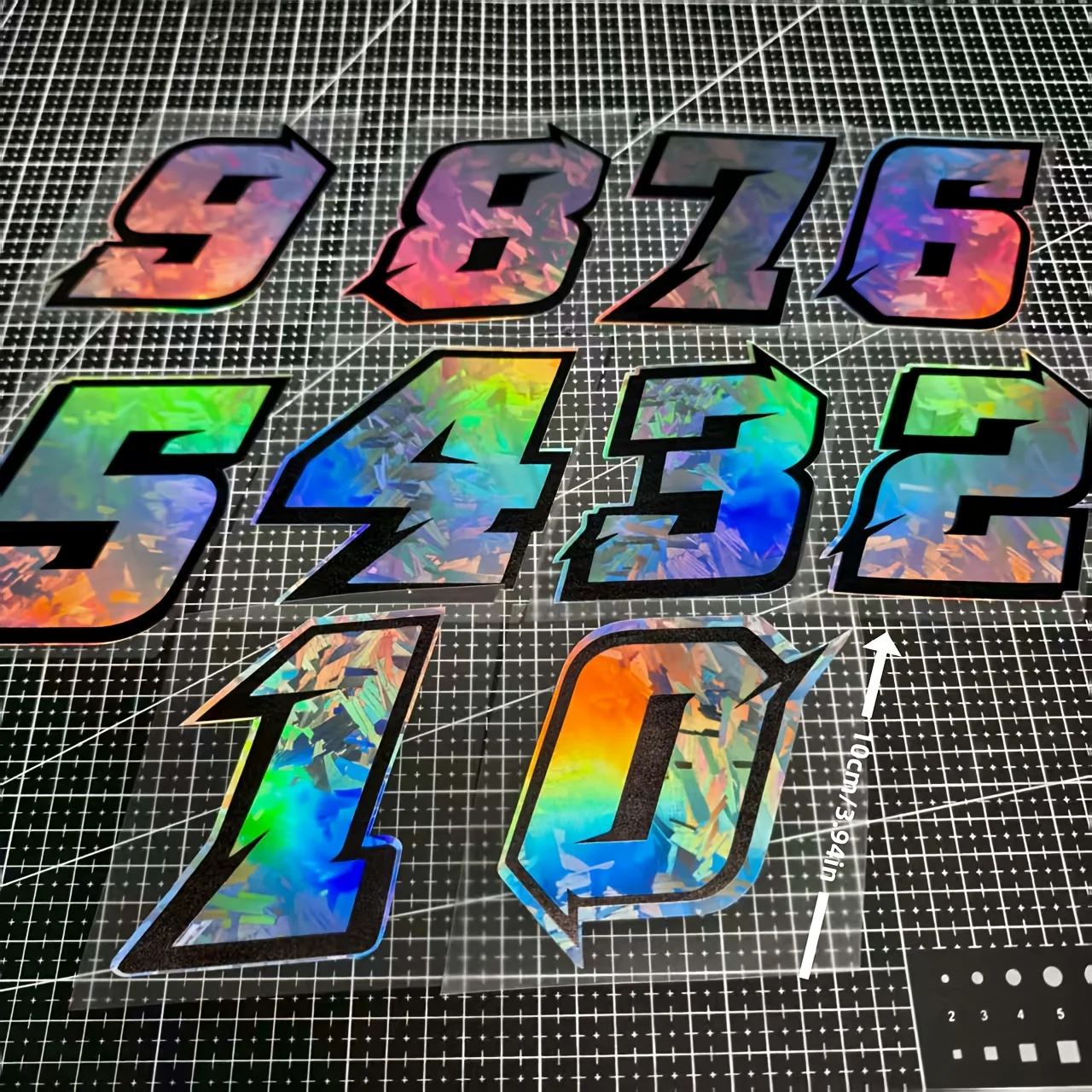 1pc Motorcycle Racing Number Stickers 0-9 - Iridescent Holographic Laser Effect, Waterproof thumbnail 6