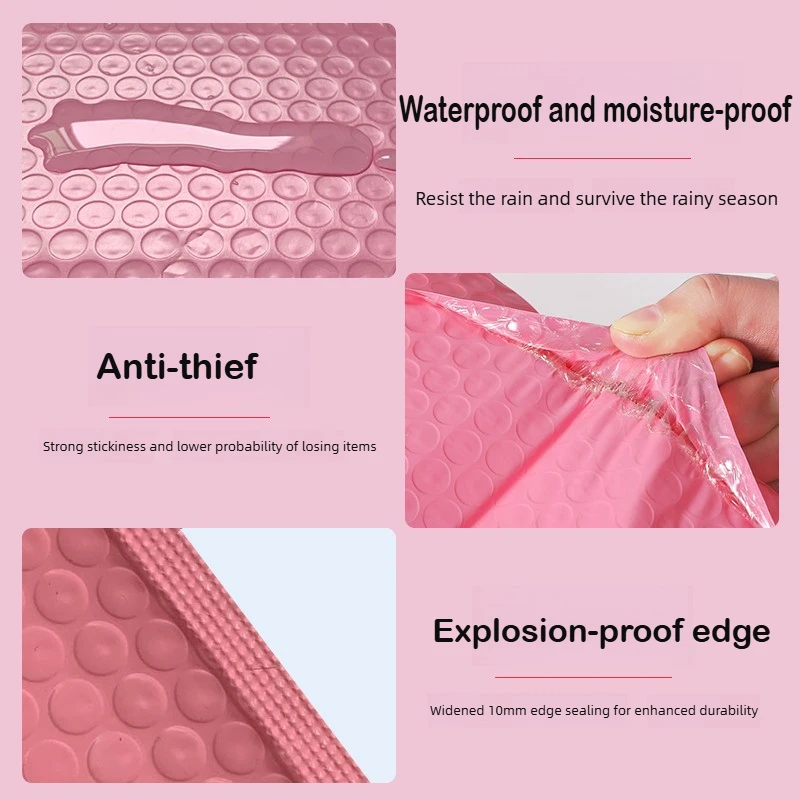 100/1 PCS Pink Poly Bubble Mailers Padded Envelopes Self Seal Padded Envelopes Gift Bags Packaging Envelope School Supplies thumbnail 2