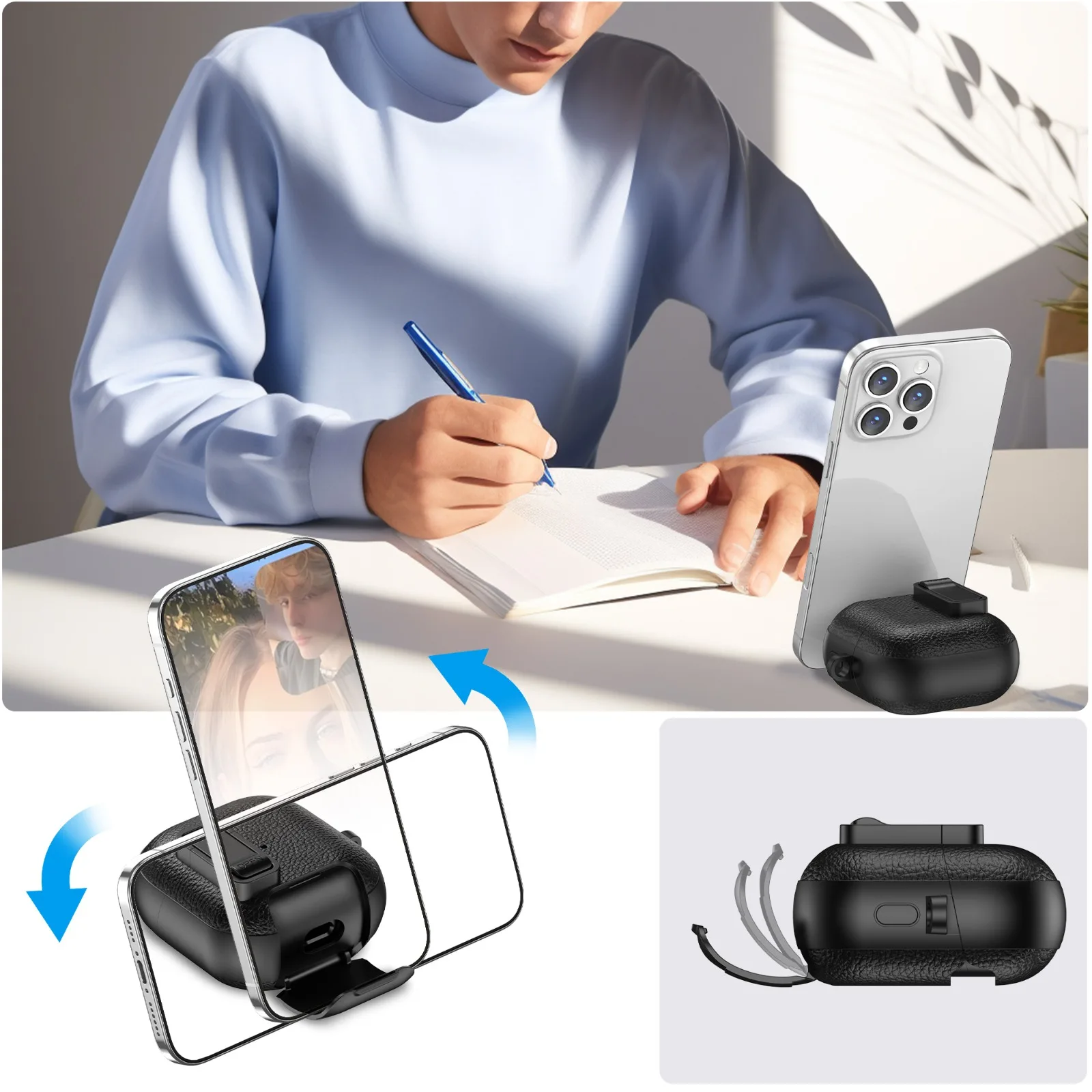 With Phone Holder  Case For Huawei FreeClip 2 Earclip Headphones Cover For Huawei Free Clip 2 Bluetooth Earphones Hook thumbnail 3