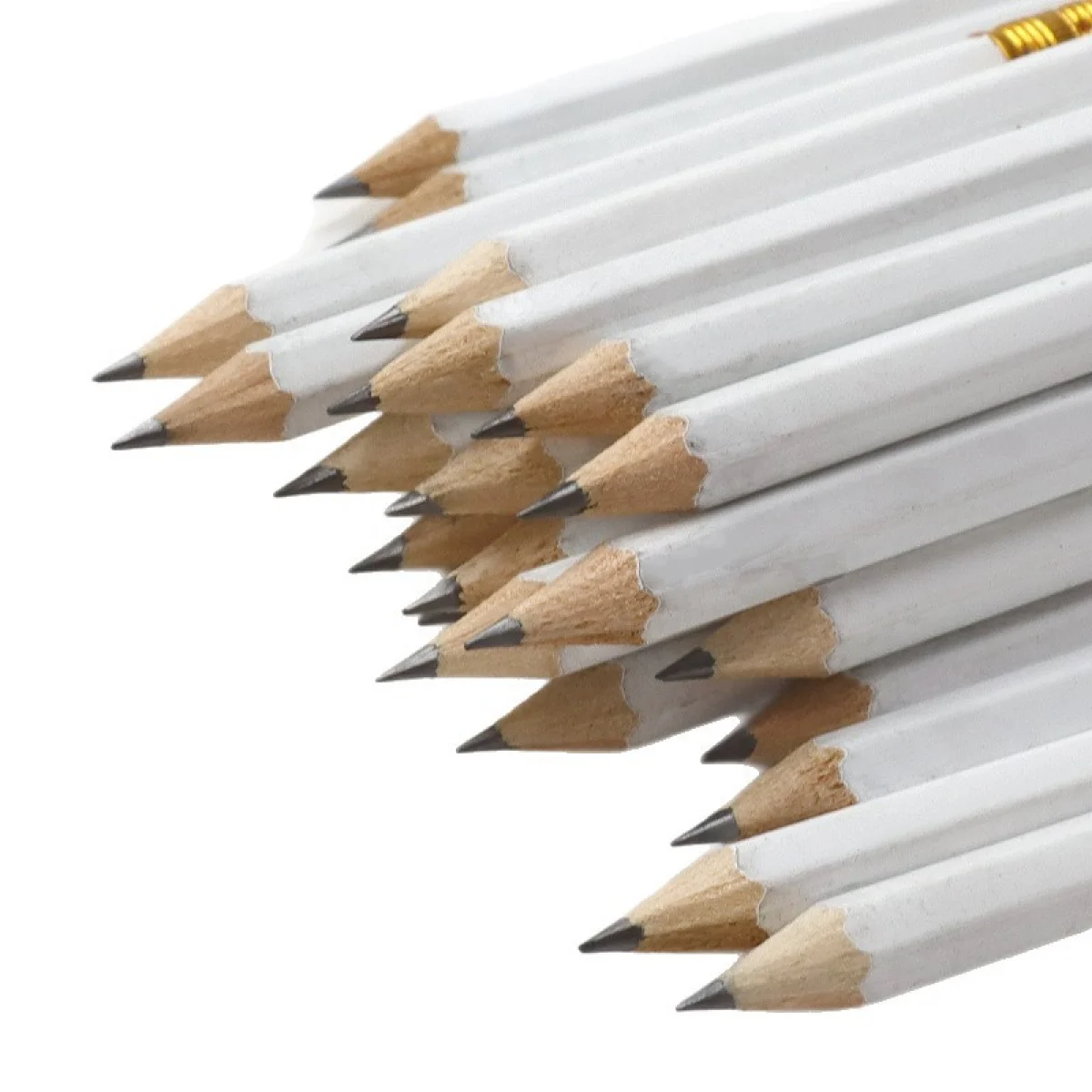 12pcs/24pcs/36pcs/48pcs drawing golf pencils with erasers hb pencils writing white pencils thumbnail 5