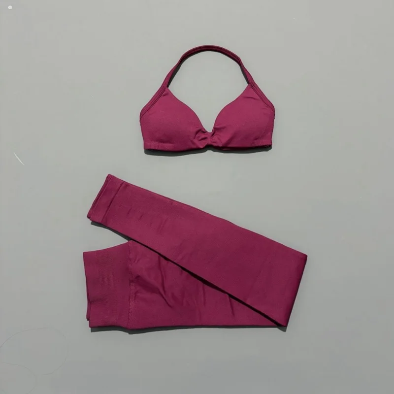 2 Pcs HISTELLO Seamless Yoga Sports Set for Women Resistant Backless Bra Pilates Fitness Workout Running Leggings Gym Suit thumbnail 6