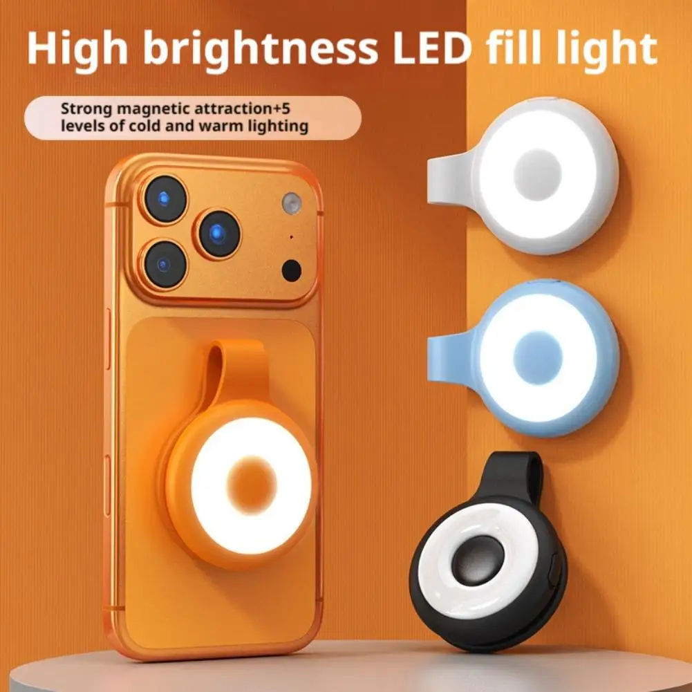 Magnetic Phone Selfie Fill Light Portable 5 Color Temperature USB Charge Rear Mirror Live Night Shooting Photography Light thumbnail 3