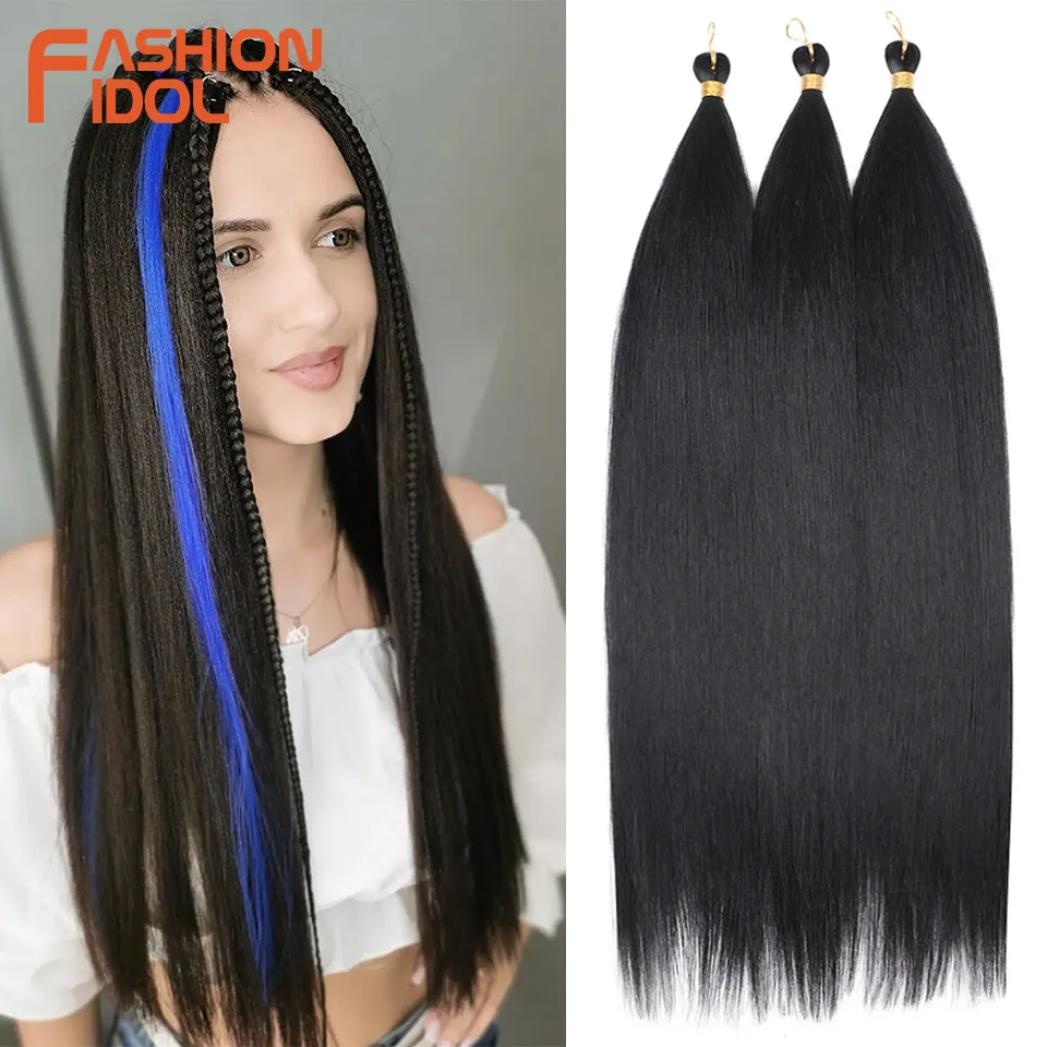 FASHION IDOL 28inch 300g/3Pcs Ariel Straight Pony Hair Crochet Braids Hair Synthetic Braiding Hair Soft Crochet Hair Extensions