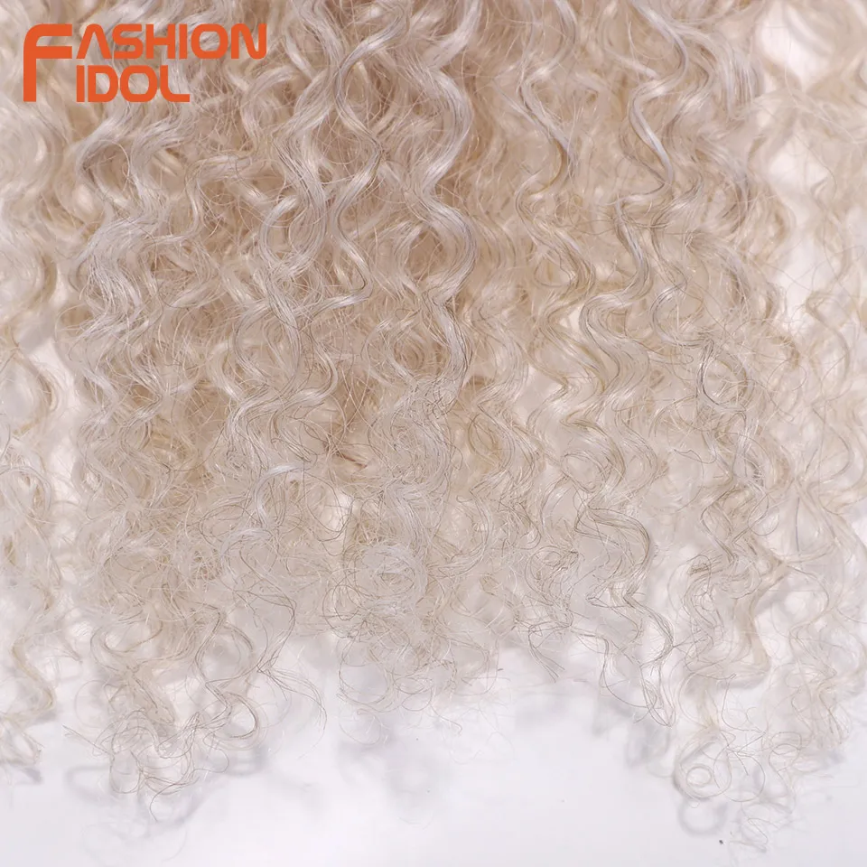 FASHION IDOL 20 22 24 inch 320g/6Pcs Kinky Curly Hair Synthetic Hair Bundles Ombre Blonde High Temperature Fiber Hair Extensions thumbnail 6