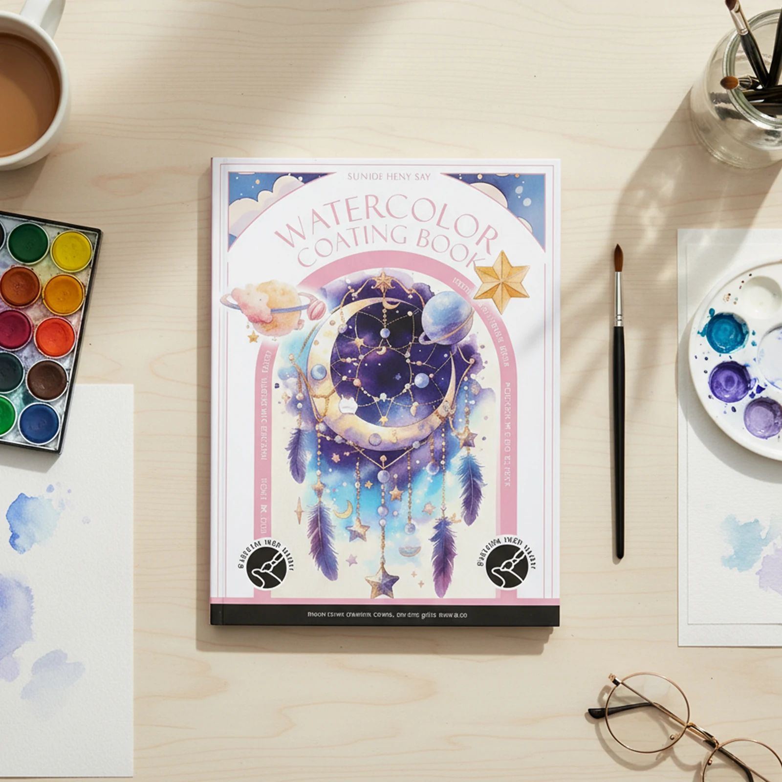 Watercolor Coloring Book with 12 Colors Paint Cakes and Brush Water Color Paper Book Paint Set for Adults Beginners thumbnail 4