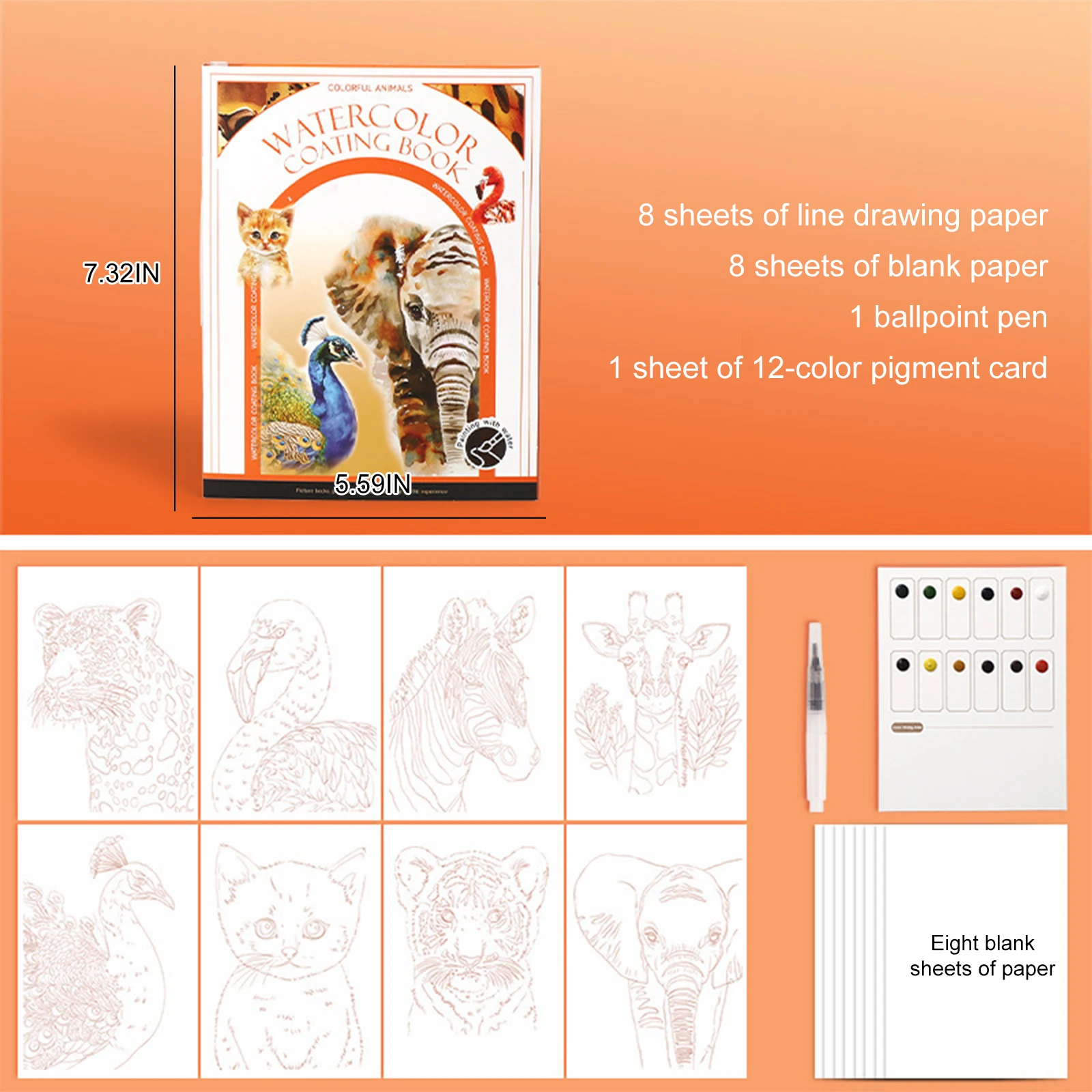 Watercolor Coloring Book with 12 Colors Paint Cakes and Brush Water Color Paper Book Paint Set for Adults Beginners thumbnail 6