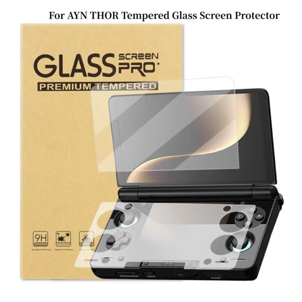 New HD Tempered Glass 9H Flip Dual Screen Screen Protector Anti Scratch Full Screen Protective Film for AYN THOR Game Console thumbnail 2