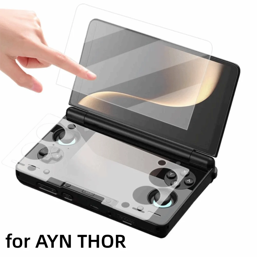 New HD Tempered Glass 9H Flip Dual Screen Screen Protector Anti Scratch Full Screen Protective Film for AYN THOR Game Console thumbnail 6