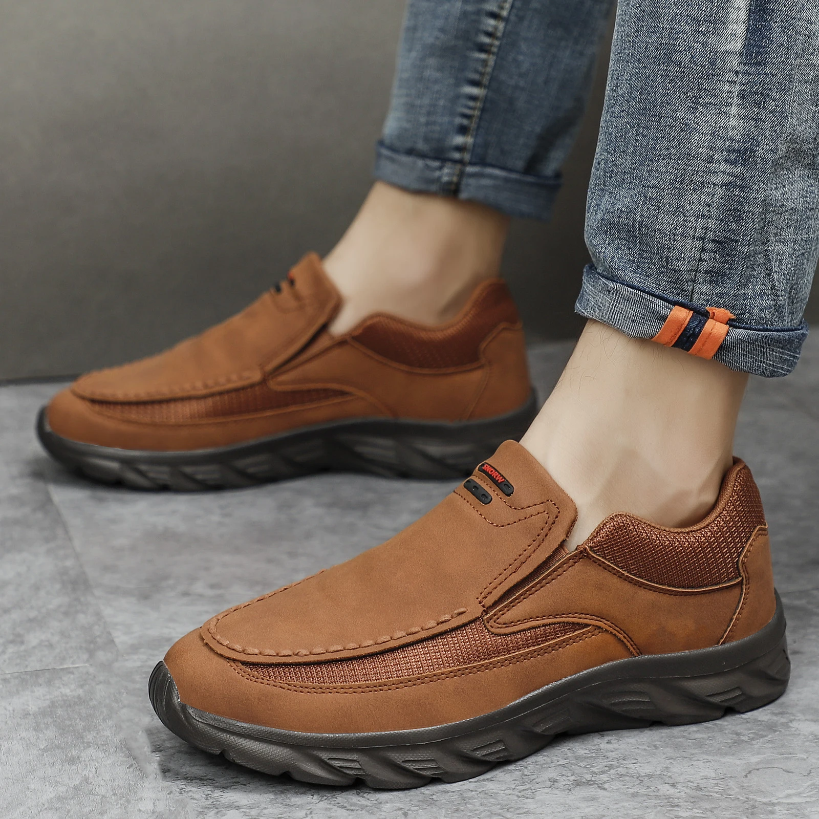 Men Leather Casual Shoes Breathable Loafers Men Sneakers New Male Comfortable Leather Flat Footwear Sneakers Men Shoes thumbnail 4