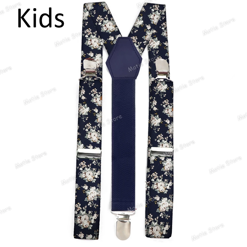 Printed Floral Cotton Kids Suspenders Clip-on Straps Adjustable Elastic Y-Back Braces Children Boy Girl Braces Wedding Accessory thumbnail 4