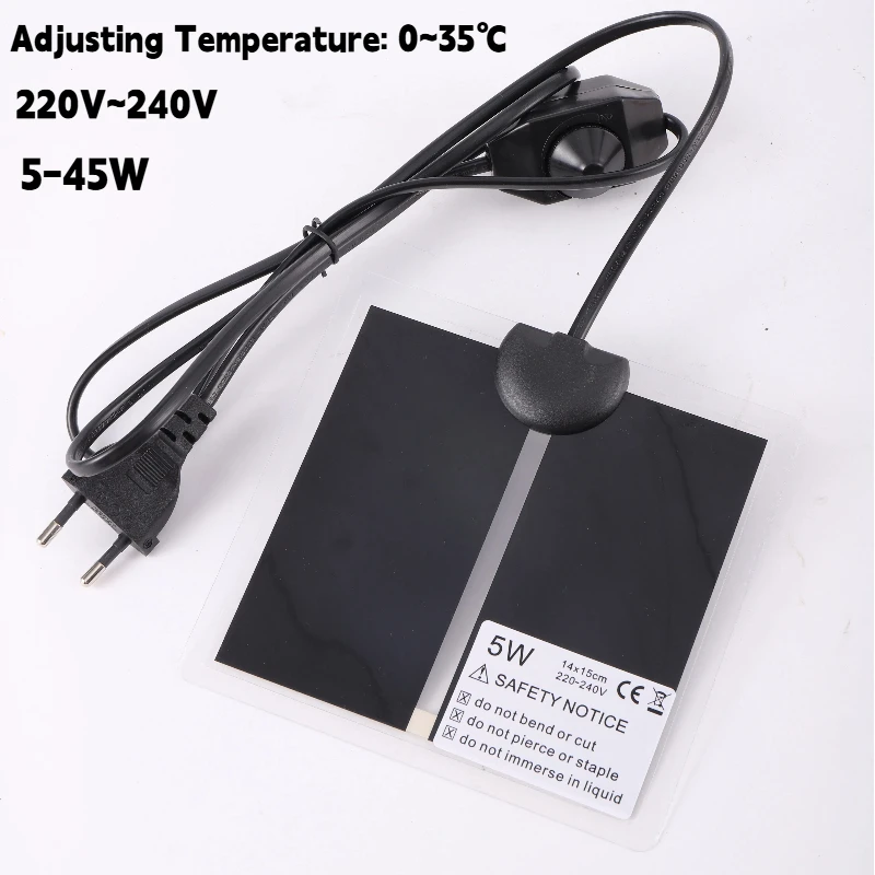 5-45W Reptile Heat Mat Plants Warmer Heating Pad with Temperature Control Indoor Garden Greenhouse Thermostat Waterproof Heater