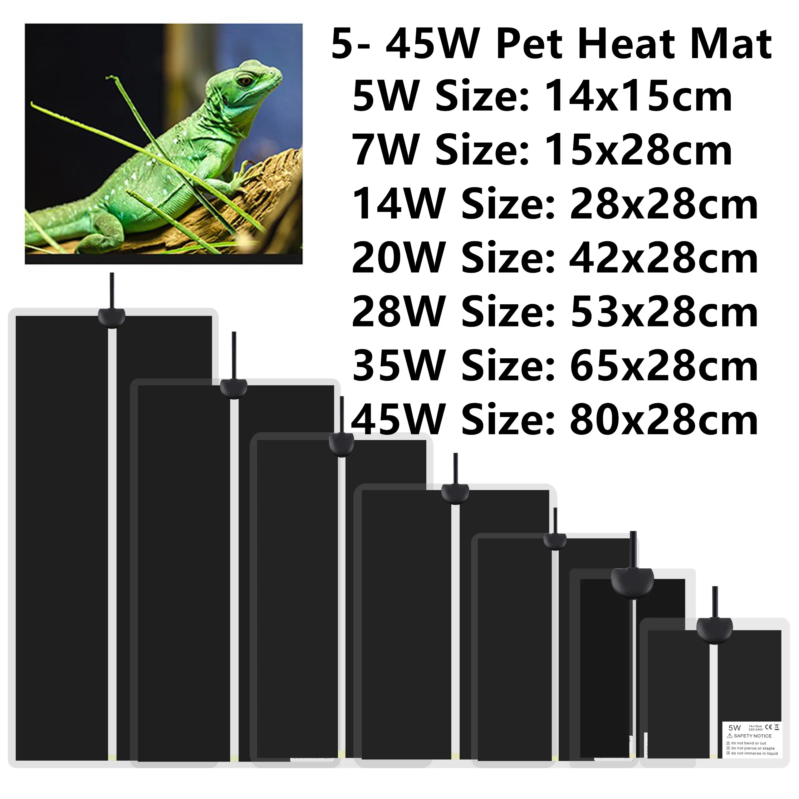 5-45W Reptile Heat Mat Plants Warmer Heating Pad with Temperature Control Indoor Garden Greenhouse Thermostat Waterproof Heater thumbnail 4