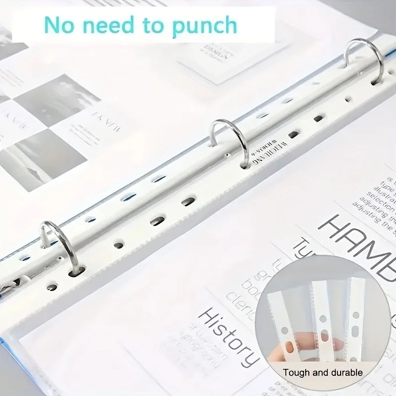 50 Heavy-Duty A4 Plastic File Folders with 11 Holes, Document Organizer, Compatible with 3-Ring Binders, Suitable for Office thumbnail 3