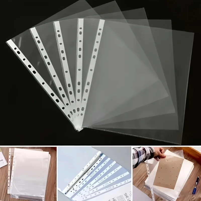 50 Heavy-Duty A4 Plastic File Folders with 11 Holes, Document Organizer, Compatible with 3-Ring Binders, Suitable for Office thumbnail 4