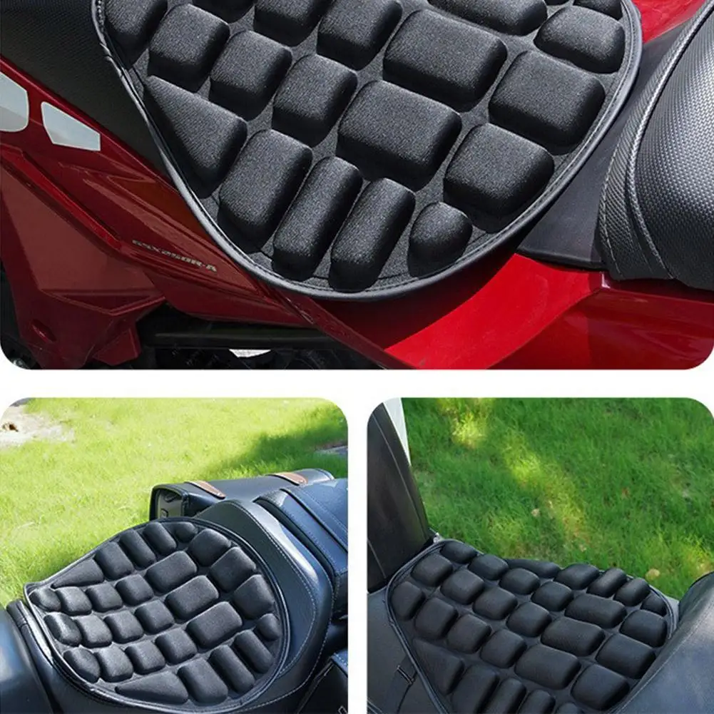 Black Motorcycles Seat Cover Cushion Relief Front Rider Driver Seat Cushion Universal for Motorbike Electric Bike Air Seat thumbnail 2