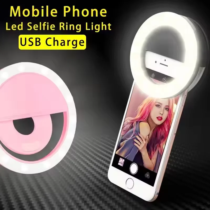 Mini Selfie Ring Light for Mobile Phone LED Lamp USB Charge Portable for Video Photograph Selfie Light for Live Makeup