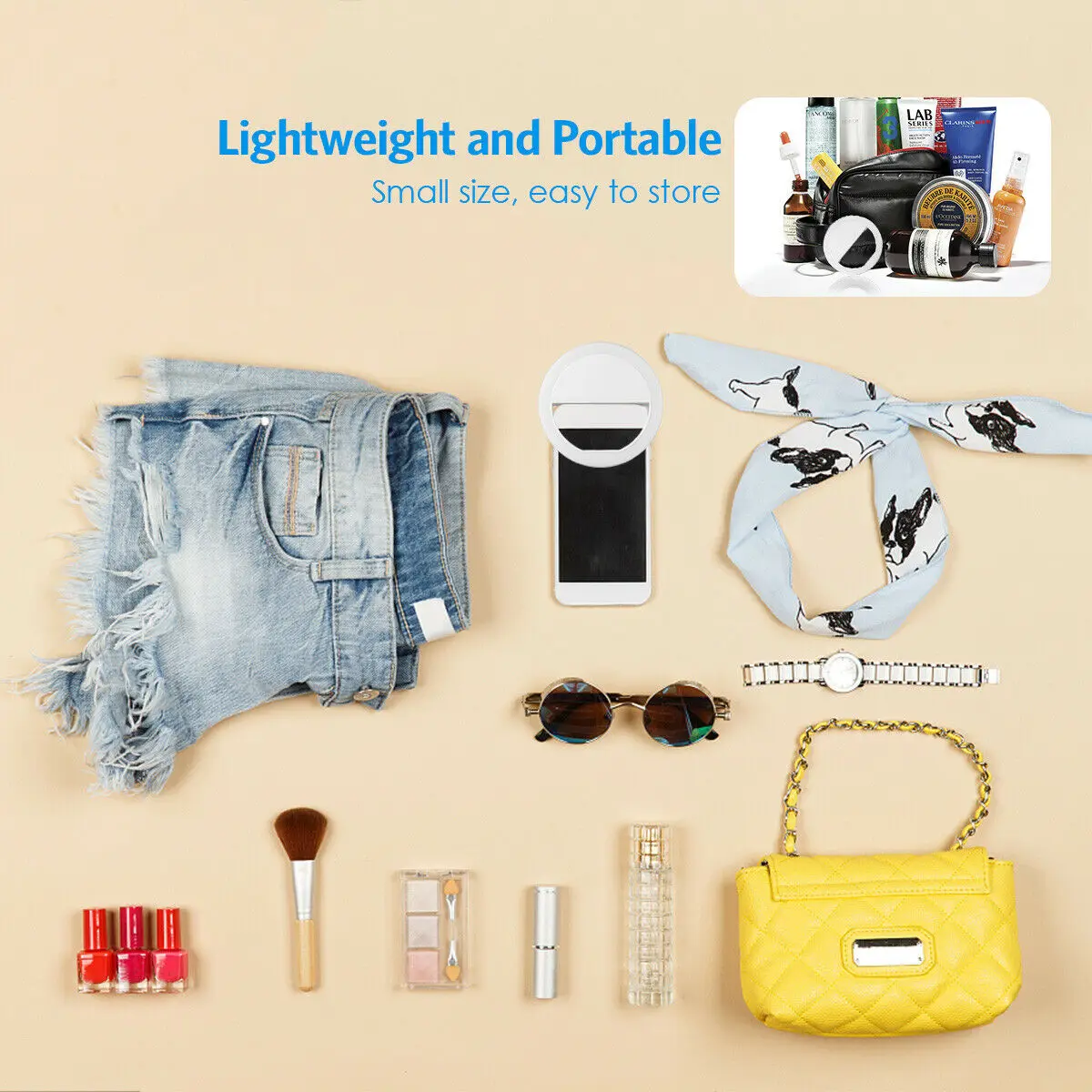 Mini Selfie Ring Light for Mobile Phone LED Lamp USB Charge Portable for Video Photograph Selfie Light for Live Makeup thumbnail 2