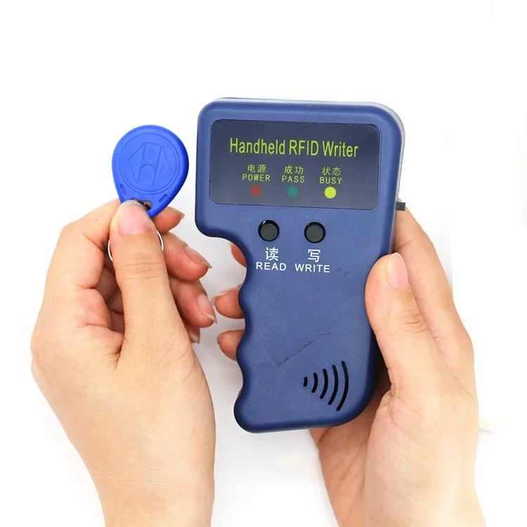 Repetitive Handheld 125KHz EM4100 5200 RFID ID Card Writer Copier Duplicator Programmer + 2pcs T5577 Rewritable Keyfobs Tags thumbnail 2
