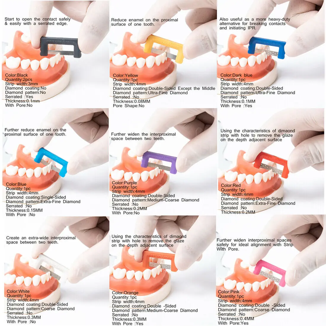 Dental IPR Kit Easyinsmile Orthodontic Interproximal Strips Tooth Enamel Reduce Polish Stripping Serrated Saw thumbnail 3