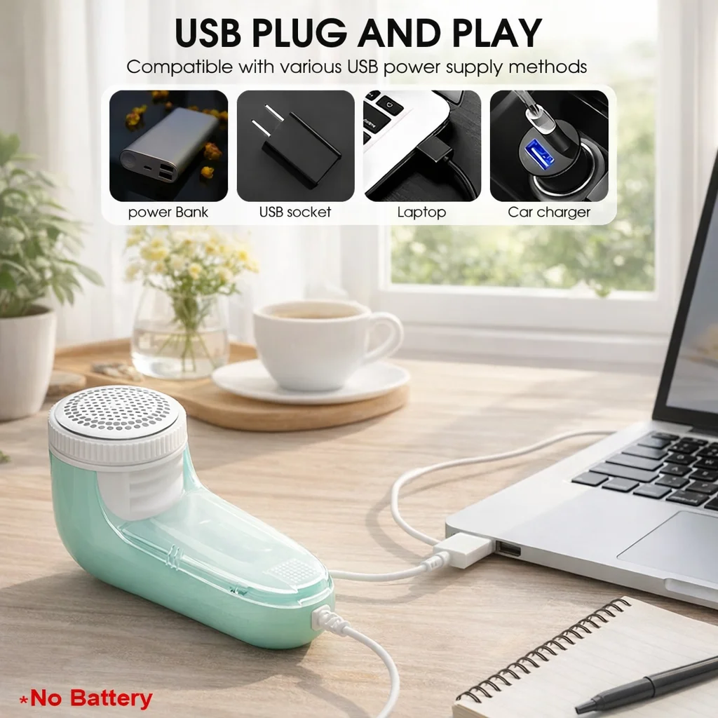 Portable Electric Fabric Shaver - Professional Lint Remover & Fuzz Trimmer for Clothes, Household Use with Sharp Blade and Brush thumbnail 2