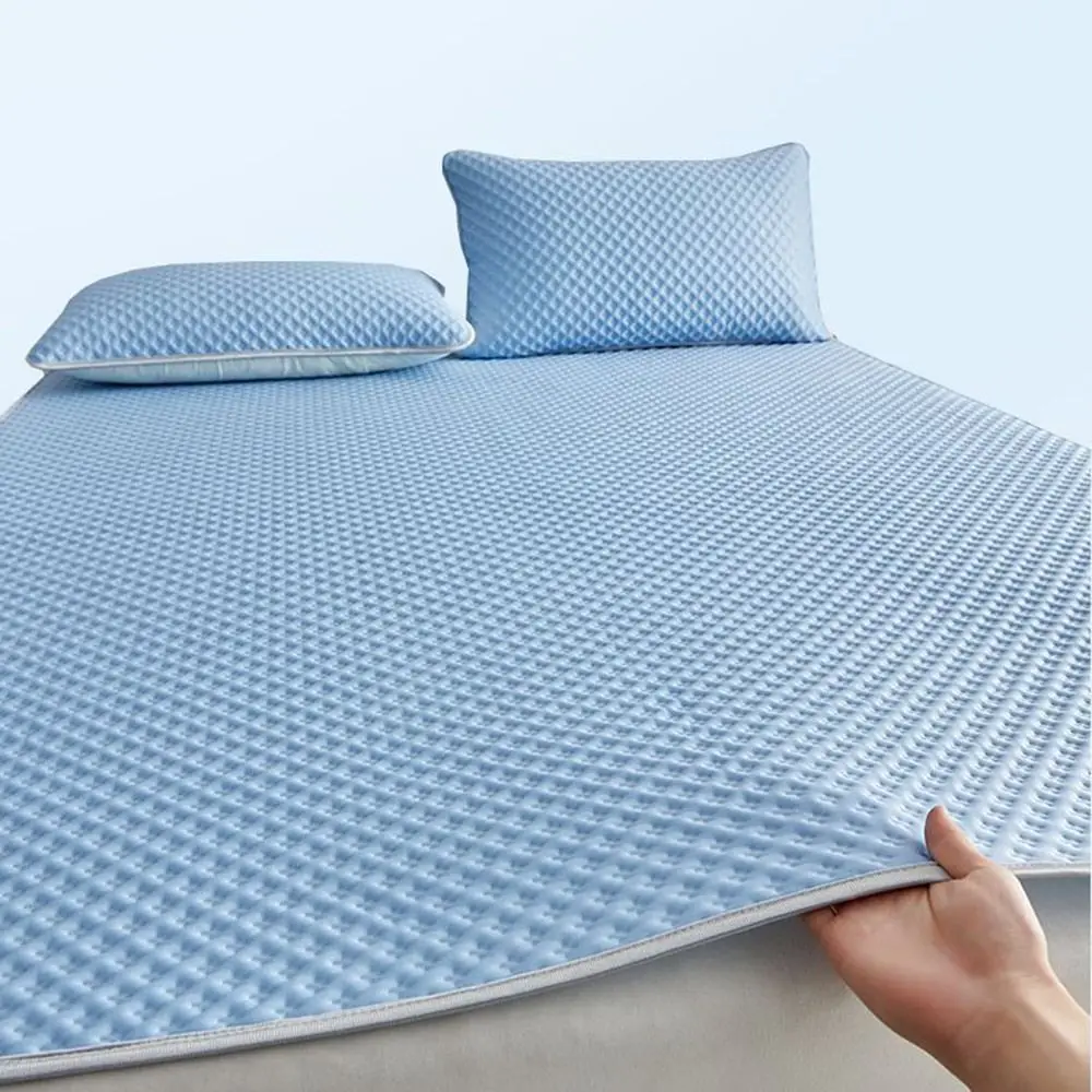 Breathable Cooling Mattress Skin-friendly Comfortable Ice Silk Bed Mat Pad Lightweight Soft Summer Sleeping Mat For Adult Kids thumbnail 2