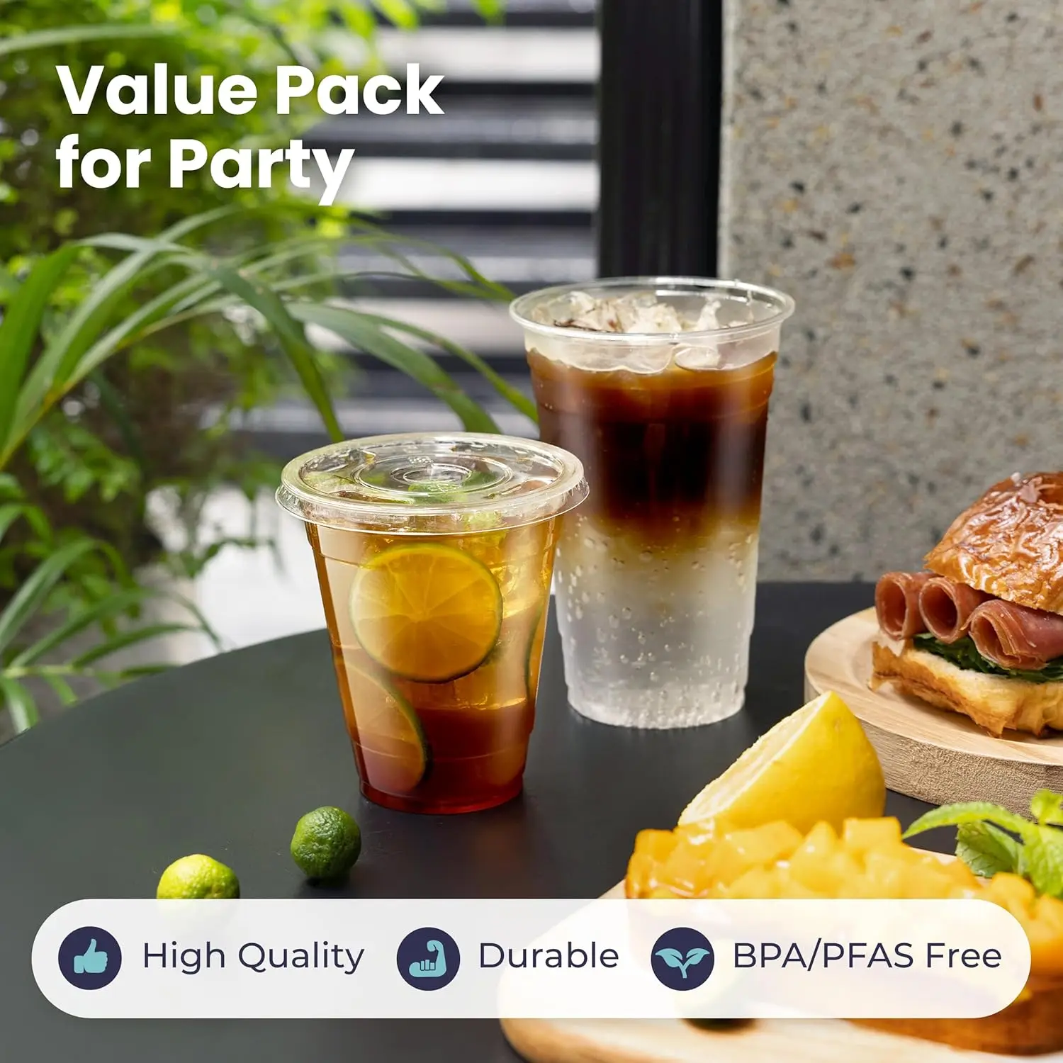 50 Sets 12/16/20/24OZ Clear Plastic Cups Lids and Straws for Iced Coffee Cups Disposable Smoothie Cups for Cold Drink Free BPA thumbnail 4
