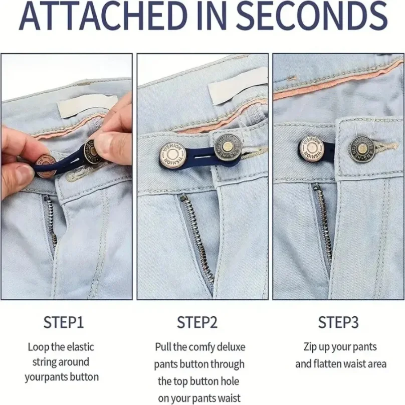 6 Pcs Jeans and Pants Button Extenders: Universal Waist Expander for Women and Men, Instant Belt Extension Solution thumbnail 6
