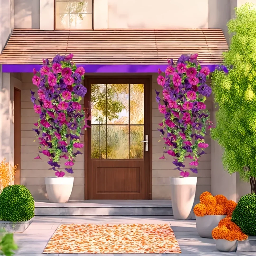 2-8PCS Indoor Outdoor Artificial Morning Glory Wall Hanging Faux Flowers Home Decor Garden Floral Arrangement Decorations thumbnail 3